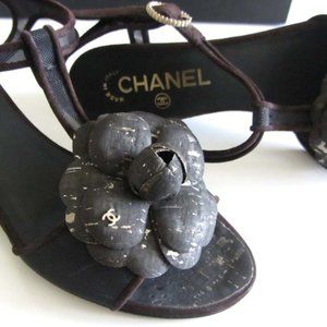 💃CHANEL Camellia sandals, wedge heel size 37